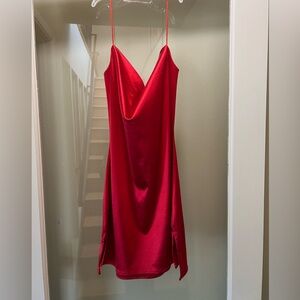 Women's Satin Sleeveless Spaghetti Strap Cocktail Party Mini Slip Dress